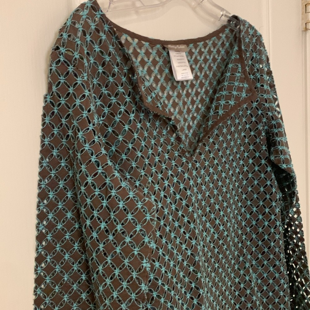 Sz L Tommy Bahama Brown and Teal Geometric summer pool party vacay Dress used - Picture 11 of 17